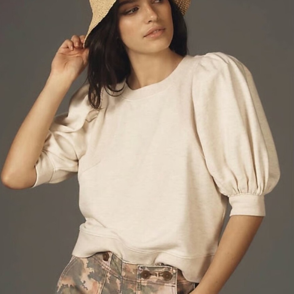 Anthropologie Maeve Puff Sleeve Sweatshirt